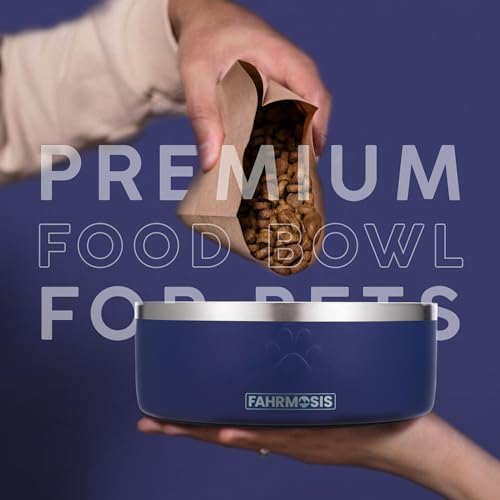 FAHRMOSIS 32 Oz Dog Bowl with Slow Feeder Insert Stainless Steel Pet Water Bowl for Medium & Large Breed Non Slip Rubber Base & Plastic Puzzle Feeder - Navy Blue - Image 6