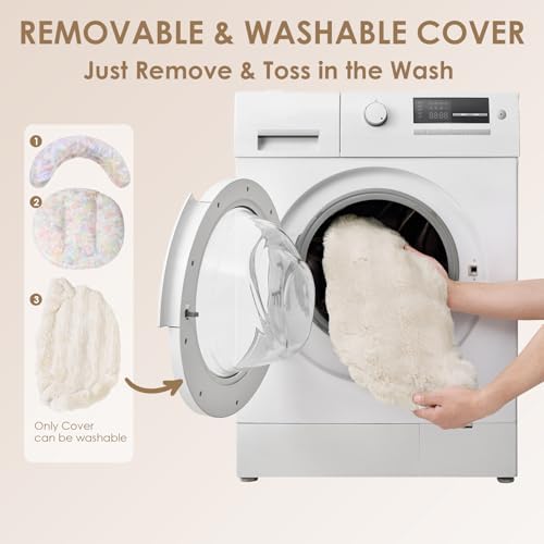 EHEYCIGA Dog Bed Medium Size Dog, Fluffy Small Dog Couch with Removable Washable Cover, Bolster Pet Sofa, Waterproof and Non-Slip, 30" x 30"x 8.5", Cream - Image 6