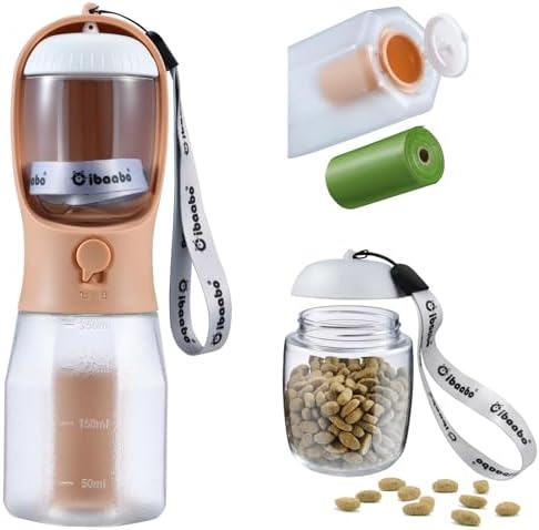 Cibaabo Dog Water Bottle with Food Container & Poop Bag Holder & Filter by Cibaabo