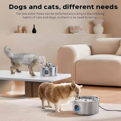 108oz/3.2L Stainless Steel Cat Water Fountain, Ultra-Quiet Pet Fountain with Water-Level Window, Dishwasher Safe, BPA-Free Automatic Water Dispenser for Cats and Dogs - Image 5