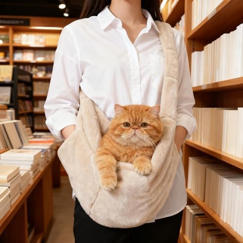 Cat Carrier Slings Soft Puppy Carrying Bag for Outdoor Travel Pet Boby Holder Hands Free for Small Dogs Kittens, Ivory - Image 5