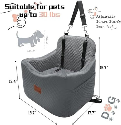Dog Booster Car Seat for Dogs under 35lbs,Elevated Pets Seat with Safety Strap,Ultra Soft Fabric and Memory Foam Car Dog Bed,Safety,Comfy,Non-Slip&Washable Carseat Cushion for Travel,Cars,SUV.(H-Grey) - Image 2