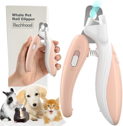 Pet Dog Cat Nail Clippers with Light and Catcher,Safety for Dogs,Cats,Rabbits (Pink) by Unknown