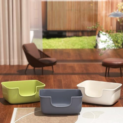 Large Cat Litter Box with High Sides, Open Kitty Litter Boxes Anti-Splashing for Indoor Cat Low Entry Cat Litter Pan for Small and Elderly Cats, Tool-Free Assembly(19.7” * 15.76” * 8.67” Green) - Image 7