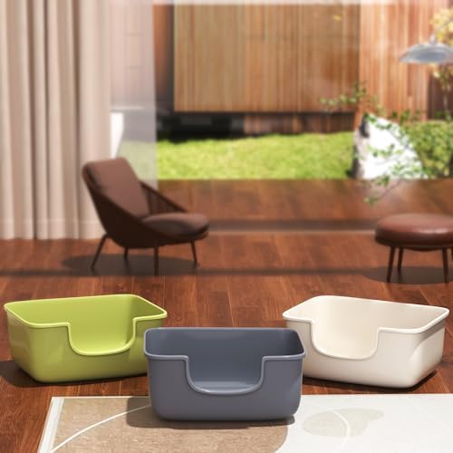 Large Cat Litter Box with High Sides, Open Kitty Litter Boxes Anti-Splashing for Indoor Cat Low Entry Cat Litter Pan for Small and Elderly Cats, Tool-Free Assembly(19.7” * 15.76” * 8.67” White) - Image 7