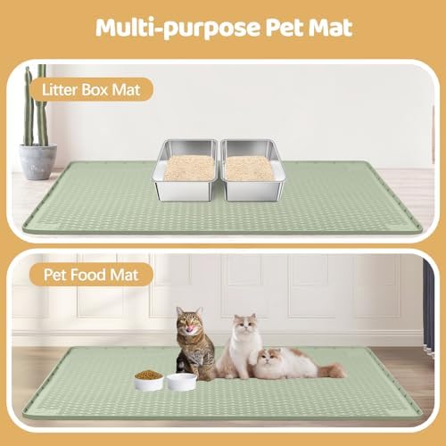 Silicone Cat Litter Mat for Litter Box 40”x40” Large Cat Mat, Green - Image 7