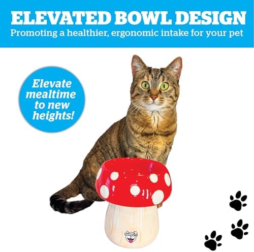 Mushroom Elevated Cat Bowl - Ceramic Raised Cat Bowl for Food, Water - Lifted Food Bowls for Small Dog - Cute Pet Gift - Image 5