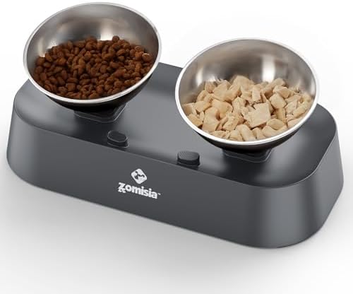 ZOMISIA Raised Cat Food and Water Bowls with 3 Height for Indoor Cats, 15° Tilted in Both Ways Elevated Base Anti Vomiting Cat Dishes, Anti Spill for Puppies by Zomisia