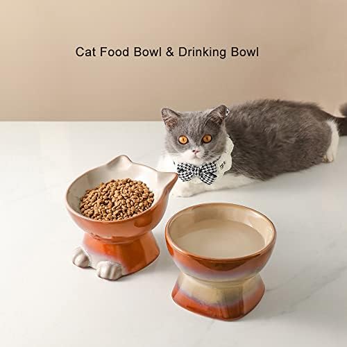 Nihow Elevated Cat Bowls,6 Inch Ceramic Raised Cat Food and Water Bowl Set - Image 4