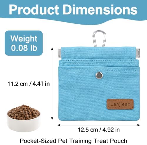 Pocket Sized Pet Training Pouch,Hand Free Dog Walking Bag with Carabiner,Magnetic Buckle & Auto Closing,Cotton Fabric for Puppy Travel or Outdoor Use (Blue) - Image 2