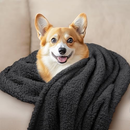1 Pack 3 Calming Blankets Fluffy Premium Fleece Pet Blanket Soft Sherpa Throw for Dog Puppy Cat Black Large (41"x31") - Image 6