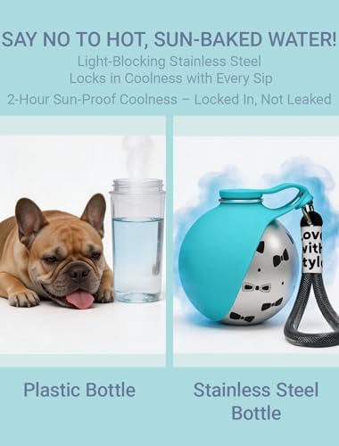 Portable Dog Water Bottle for Small Dogs: 285ml 2-in-1 Insulated Compact Leak-Proof Stainless Steel Round Water Dispenser with Collapsible Bowl for Daily Walks, Short Hikes & Travel - Image 4