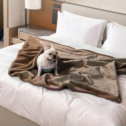 Waterproof Brown Dog Throw Blanket for Pet Couch Puppy Blankets Cover Fluffy Jacquard Fleece Leakproof Blankets Dark Color Sofa Couch Covers Mats Warm Washable-Camel,S by Unknown