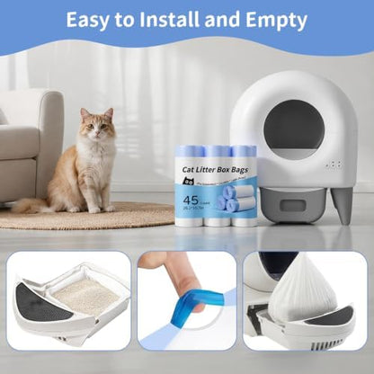 45 Count Tear-Free Waste Drawer Liners Bags Compatible with Litter Box Robot 4/5/3, Thick Self-cleaning Cat Litter Box Liners Refill with Drawstring - Image 7