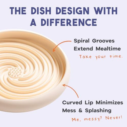 Large Lick Dish - Silicone Lick Mat + Slow Feeder for Cats & Dogs (Almond) - Image 5
