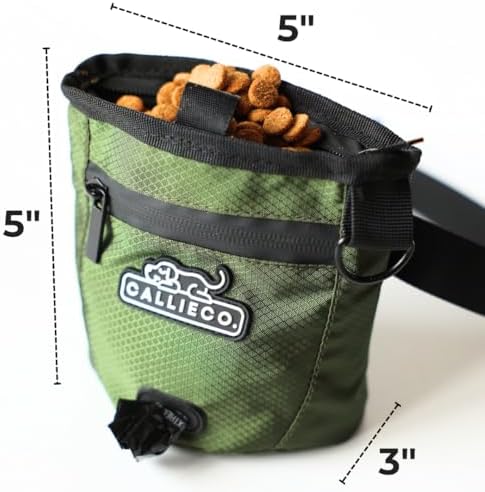 Callieco Mini Dog Treat Pouch with Magnetic & Zipper Closure | Small Waist Belt Training Behavior Aid Bag for Dog Walking with Poop Bag Dispenser (Green) - Image 4