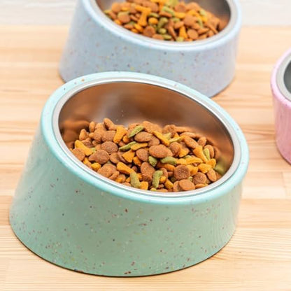 bzyoo 16oz Tilted Dog Bowl for Small Dogs & Cats, 15° Elevated Stainless Steel Pet Feeder, Ergonomic Anti-Vomiting Food Bowl for Frenchie, Pug, Persian Cat, Non-Skid Melamine Stand, Sprinkle (Green) - Image 6