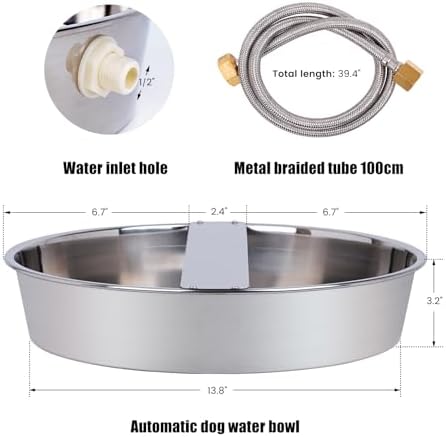 Automatic Dog Water Bowl Dispenser Large Breed Outdoor Stainless Steel Pet Waterer with Float Valve Auto Fill Dog Waterer for Large Dogs Cats Chicken Livestock - Image 5