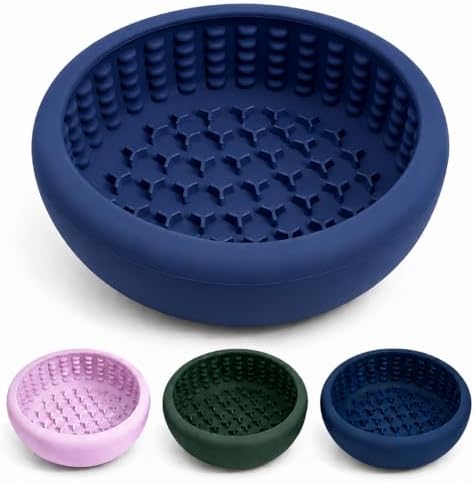 Slow Feeder Dog Lick Bowl, Silicone Feeding Dogs Licking Bowls(Blue, Small) by Unknown