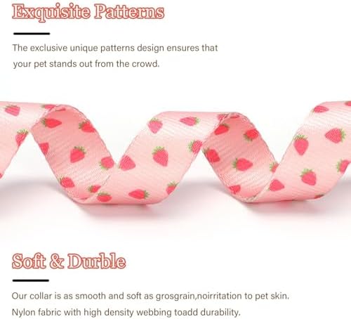 Pink Strawberry with Pendant Cute Dog Collar for Small Medium Large Dogs,XL - Image 3