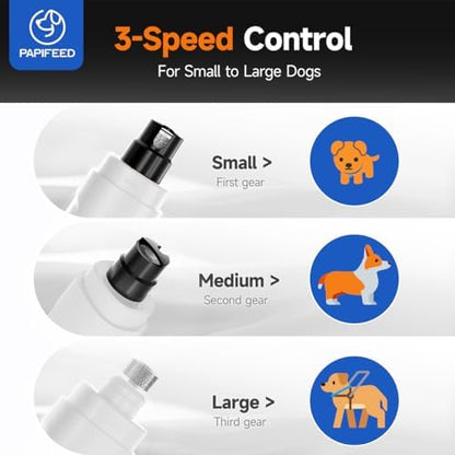 PAPIFEED Dog Nail Grinder with LED Light, Ultra Quiet 3-Speed Electric Nail File for Small Medium Large Dogs & Cats, Rechargeable Pet Nail Grinder with Trimmer (White) - Image 4