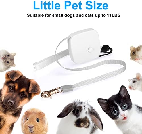 Retractable Dog Leash for Small Dogs Cats up to 11lbs with 6.5ft Anti-Pull Strong Nylon Tape, Hands Free, Mini and Portable Walking Leash with Wrist Strap, One-Hand Brake, White Square - Image 4