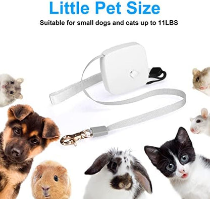 Retractable Dog Leash for Small Dogs Cats up to 11lbs with 6.5ft Anti-Pull Strong Nylon Tape, Hands Free, Mini and Portable Walking Leash with Wrist Strap, One-Hand Brake, White Square - Image 4