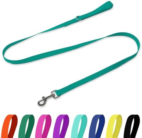 Waterproof Dog Leash, 5/6 FT Durable Odor-Proof Dog Leashes with Strong Metal Hooks Fits Small Medium or Large Dogs (Emerald Green, 5FT - 3/4 inch Width) by KiddingPets