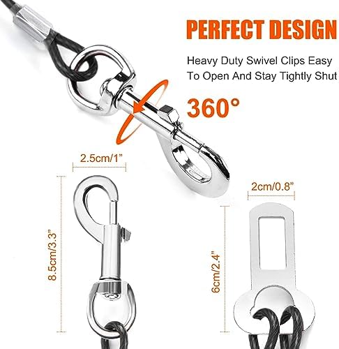 Dog Seat Belt Harness for Car,2pcs Dog Seatbelt of Coated Wire Leash Safety Restraint,No Chew Tether Cable Vehicle Dogs Accessories,Double Clips & Latch (2-in-1 Harness, 32 inch/80 CM) - Image 2