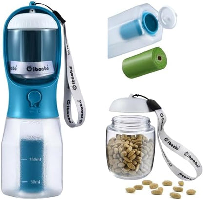 Cibaabo Dog Water Bottle with Food Container & Poop Bag Holder & Filter by Cibaabo