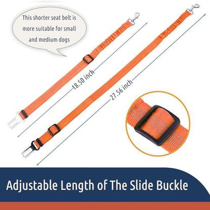 Dog Seat Belt for Car, Adjustable Dog Car Harness, Reflective Dog Seatbelt Leash with Elastic Bungee Buffer, Durable Nylon Pet Safety Dog Seat Belt for All Dog Sizes (Orange) - Image 3