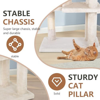 FDW | 36" Cat Tree Tower | Beige | Multi-Level Indoor Activity Center - Image 6