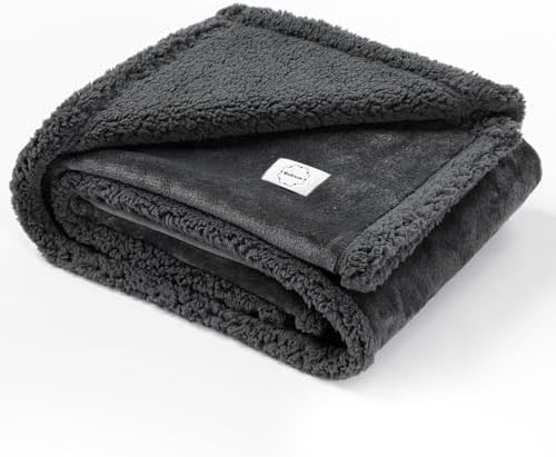 Waterproof Dog Blanket Reversible Pet Puppy Blankets for Couch Sofa Bed Covers Leakproof Warm Fluffy Cat Cover Washable Gray Mat-L-65x57in by Unknown