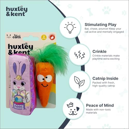 Huxley & Kent Plush Cat Toy - Interactive Catnip Toy for Cats & Kittens - Soft with Crinkle & Catnip - Fun Indoor Play - Hoppy Easter 2pk - Image 4