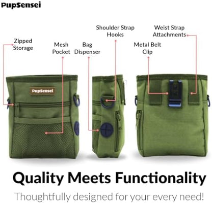 Dog Treat Pouch for Training – Magnetic Dog Treat Bag with Belt Clip & Poop Bag Dispenser – Hands Free Carry Pouch with Auto-Close Access & Shoulder Strap – Durable Pet Gear – Army Green - Image 7