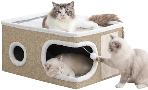 Extra Wide Cat Houses for Indoor Cats, Large Covered Cat Bed Cave by Unknown