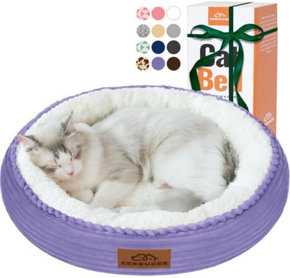 Zerbuger 20in Violet Round Dog Bed Sofa for Dogs Cats, Machine Washable by Zerbuger