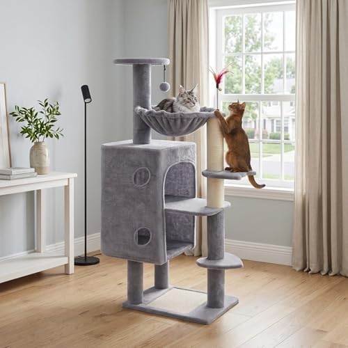 HUITREE 45in Cat Tree Tower with Big Condo for Indoor Cats,Cat Tower with Scratching Post,Scratching Board and Cat Toys,Multi-Level,Small Space,Transformer Cat Tree (338G) - Image 3