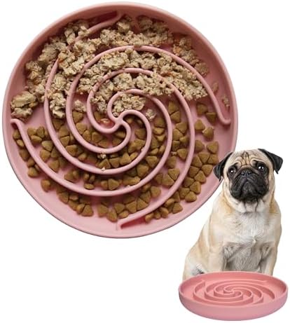 Bifeaw Slow Feeder Dog Bowls, Dishwasher Microwave Safe Silicone Puppy Puzzle Bowl with Non-Slip Design for Eating (Powder Pink) by Bifeaw
