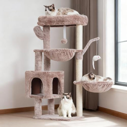 Heybly Cat Tree, 40" Tower with All-Sisal Wrapped Scratching Post HCT006SMU by HEYBLY