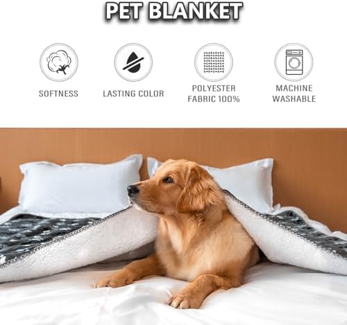 Dog Blanket Waterproof, Reversible Sherpa Fleece Sofa Protector 25x30 Grey - Image 4