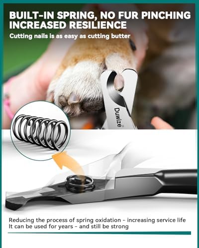 Dog Nail Clippers - All-Steel Material, Large Opening, New Non-Slip Rubberized Handle, Built-in Spring, No Fur Pinch, Professional Pet Nail Trimmers for Small to Medium Dogs and Cats (Blue) - Image 3