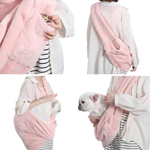 Cat Carrier Slings Soft Puppy Carrying Bag for Outdoor Travel Pet Boby Holder Hands Free for Small Dogs Kittens, Light Pink - Image 3