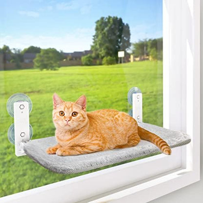 AMOSIJOY Foldable Cat Window Perch with Metal Frame, S Gray by AMOSIJOY