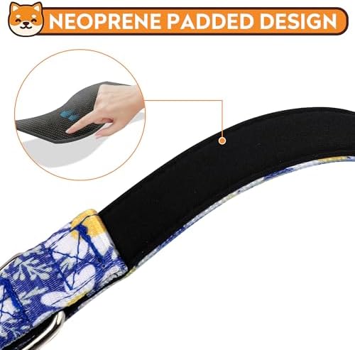 Reflective Dog Collar, Adjustable Soft Neoprene Padded,Small Daisies Blue,S - Image 4