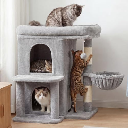 Heybly 26.3" Cat Tree for Large Cats with Big Perch & Dual Condos HCT204SW - Image 5