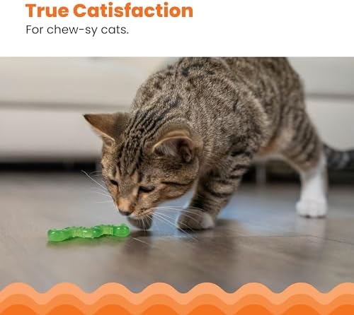 Catstages OrkaKat Wiggle Worm Dental Cat Chew Toy with Catnip, 3.8" - Image 2