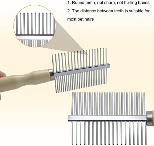Wooden Handle Grooming Comb for Dogs Cats Pet（Double-Sided） - Image 3