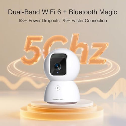 5G Security Camera Indoor 2-Pack, No-Monthly-Fee AI Tracking Facial Recognition, 3K Pet/Dog Camera with Speaker/Phone App, PTZ WiFi Baby Monitor Cameras for Home Security, 0-Glow Night Vision - Image 2