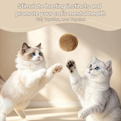 3 Pcs Rabbit Fur Catnip Balls for Cats, Interactive Pet Toys with Natural Catnip, in Large Furry Washable, for Hunting Instinct Play, Foster Emotional Connect, Pet Supplies for Indoor Cats - Image 6